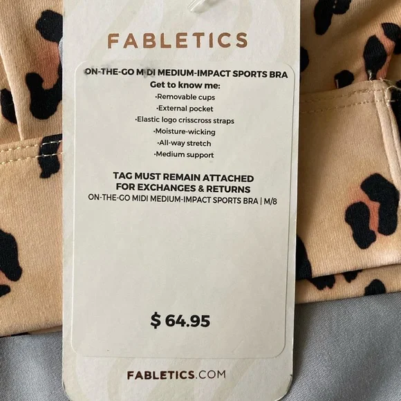 NWT Fabletics Leopard Print Sports Bra - Picture 3 of 3